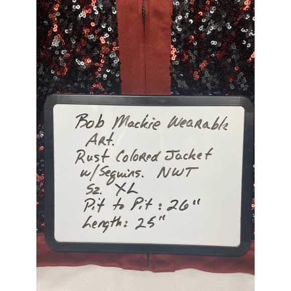 Bob Mackie Wearable Art Rust Sequin Jacket XL NWT - Picture 4 of 10